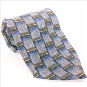 J Garcia Silk Necktie Geometric Blue Gray Men's
